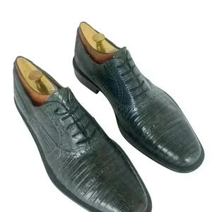 Forli Genuine Teju Lizard  Gray Blue Cap Toe Lace Up Oxford Shoes Mens Sz 9